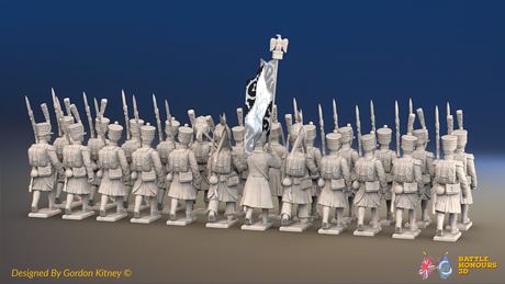 Napoleonic French Line Infantry Battalion Marching - Greatcoats, Shakos and Gaiters - 24 figures, rear view