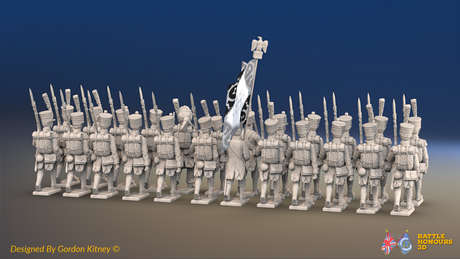 Napoleonic French Line Infantry Battalion Marching - Jackets, Shakos and Gaiters - 24 figures, rear view