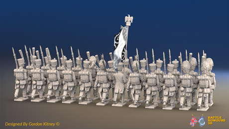Napoleonic French Line Infantry Battalion Marching - Jackets, Shakos and Bearskin Grenadiers - 24 figures, rear view