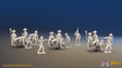 Napoleonic French Foot Artillery Battery - Bicornes and Trousers - 3 guns and 13 figures, front view