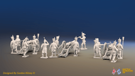 Napoleonic French Foot Artillery Battery - Covered Shakos and Gaiters - 3 guns and 13 figures, rear view