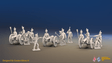 Napoleonic French Foot Artillery Battery - Shakos and Gaiters - 3 guns and 13 figures, front view