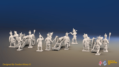 Napoleonic French Foot Artillery Battery - Shakos and Gaiters - 3 guns and 13 figures, rear view
