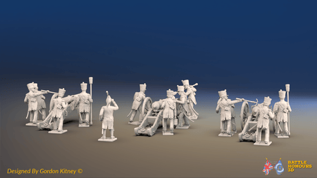 Napoleonic French Horse Artillery Battery - Covered Shakos - 3 guns and 13 figures, rear view