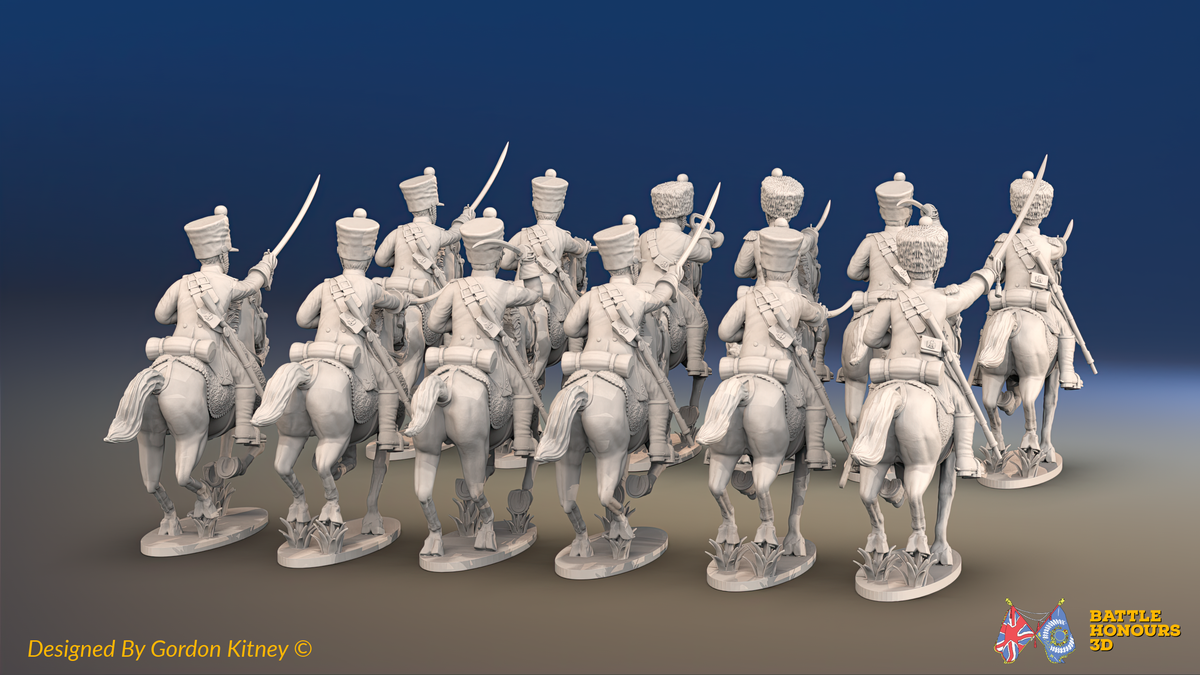 Napoleonic French Chasseurs à Cheval Regiment - Campaign Dress, Galloping - 12 mounted figures, rear view