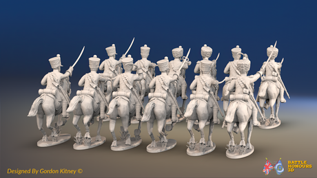 Napoleonic French Chasseurs à Cheval Regiment - Campaign Dress, Galloping - 12 mounted figures, rear view