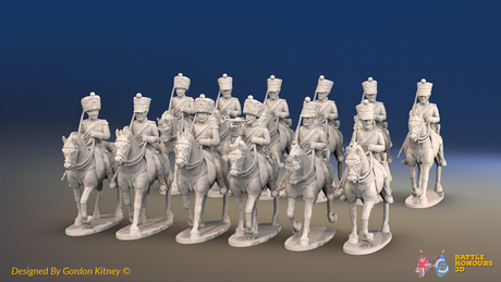 Napoleonic French Chasseurs à Cheval Regiment - Campaign Dress, Trotting - 12 mounted figures, front view