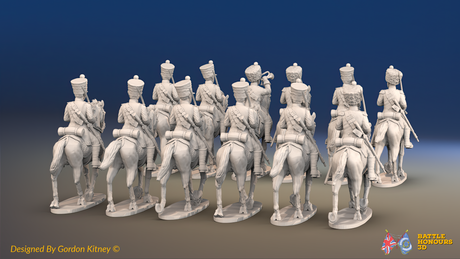 Napoleonic French Chasseurs à Cheval Regiment - Campaign Dress, Trotting - 12 mounted figures, rear view