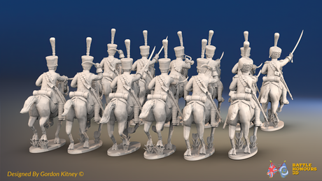 Napoleonic French Chasseurs à Cheval Regiment - Full Dress, Galloping - 12 mounted figures, rear view