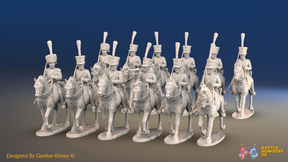 Napoleonic French Chasseurs à Cheval Regiment - Full Dress, Trotting - 12 mounted figures, front view