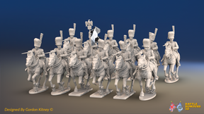 Napoleonic French Carabinier Regiment - Bearskins, Galloping - 12 mounted figures, front view