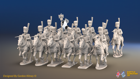 Napoleonic French Carabinier Regiment - Bearskins, Galloping - 12 mounted figures, front view