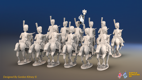 Napoleonic French Carabinier Regiment - Bearskins, Galloping - 12 mounted figures, rear view