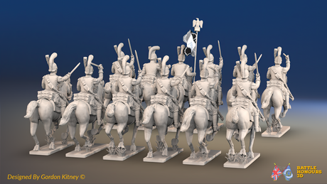 Napoleonic French Carabinier Regiment - Helmets, Galloping - 12 mounted figures, rear view