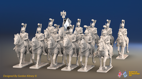 Napoleonic French Carabinier Regiment - Helmets, Trotting - 12 mounted figures, front view