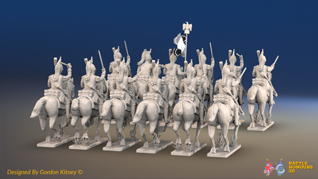 Napoleonic French Cuirassier Regiment - Galloping - 12 mounted figures, rear view