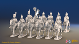 Napoleonic French Dragoon Regiment - Covered Helmets, Trotting - 12 mounted figures, front view