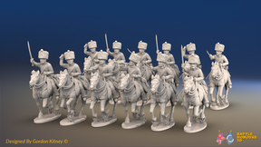 Napoleonic French Guard Cavalry Regiment - Campaign Dress, Galloping - 12 mounted figures, front view