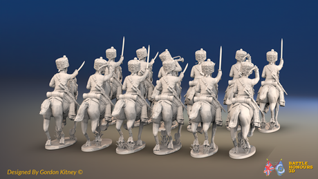 Napoleonic French Guard Cavalry Regiment - Campaign Dress, Galloping - 12 mounted figures, rear view