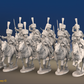 Napoleonic French Guard Cavalry Regiment - Full Dress, Galloping - 12 mounted figures, front view