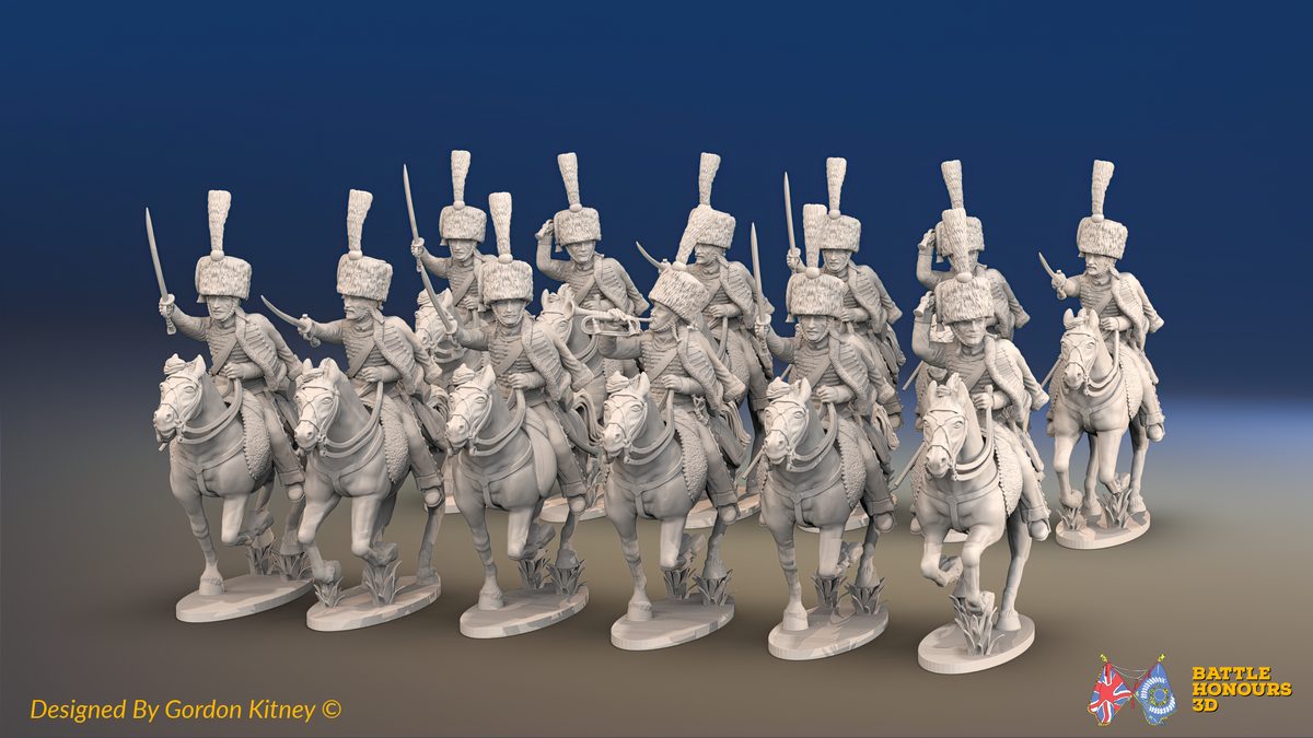 Napoleonic French Guard Cavalry Regiment - Full Dress, Galloping - 12 mounted figures, front view
