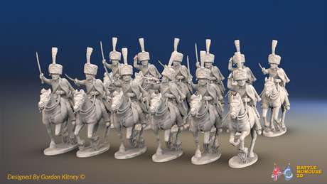 Napoleonic French Guard Cavalry Regiment - Full Dress, Galloping - 12 mounted figures, front view