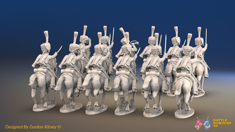 Napoleonic French Guard Cavalry Regiment - Full Dress, Galloping - 12 mounted figures, rear view