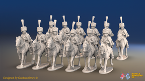 Napoleonic French Guard Cavalry Regiment - Full Dress, Trotting - 12 mounted figures, front view