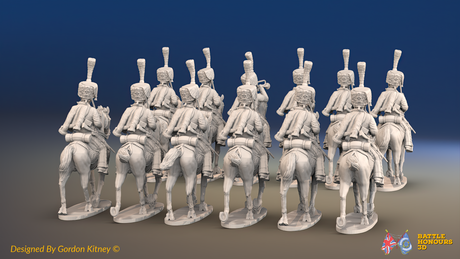 Napoleonic French Guard Cavalry Regiment - Full Dress, Trotting - 12 mounted figures, rear view