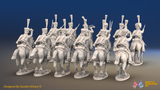 Napoleonic French Hussar Regiment - Full Dress, Galloping - 12 mounted figures, rear view