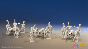 Napoleonic Portuguese Artillery Battery - Belgic Shakos - 3 guns and 12 figures, front view