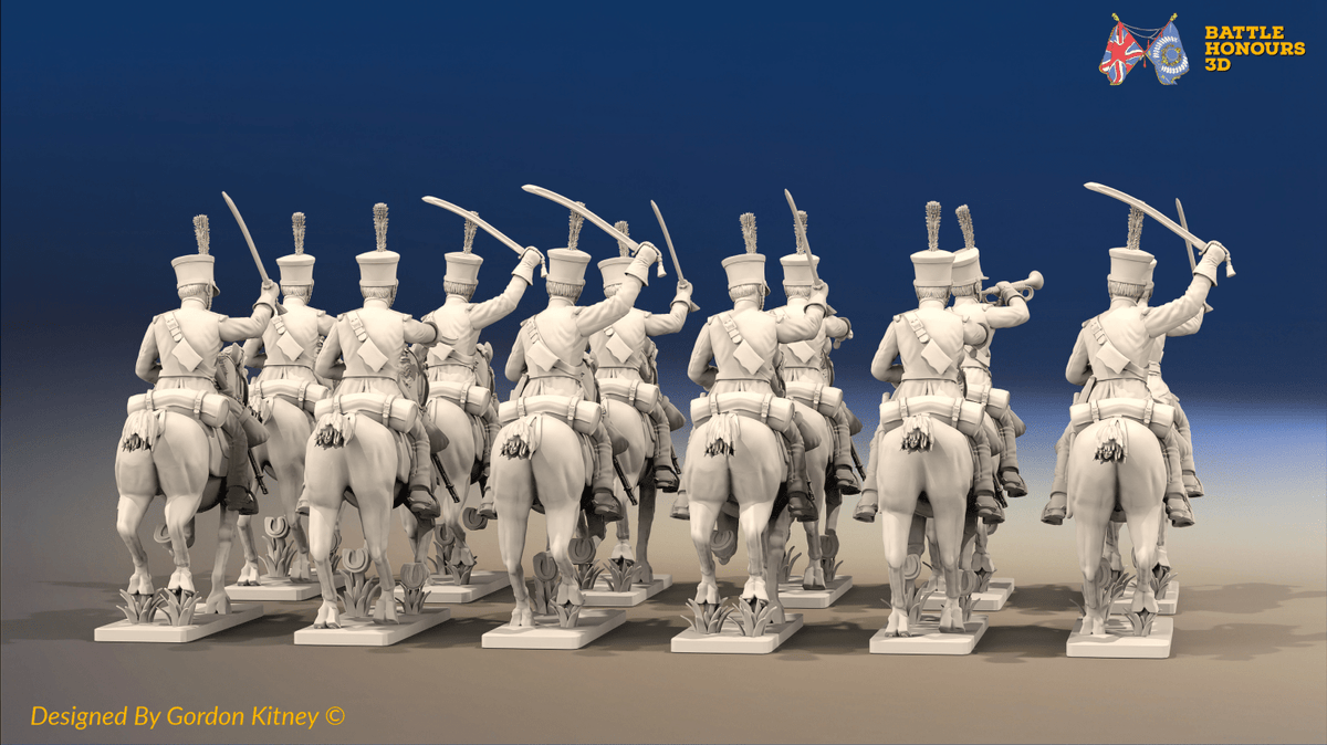 Napoleonic Portuguese Light Cavalry Regiment - Galloping - 12 mounted figures, rear view