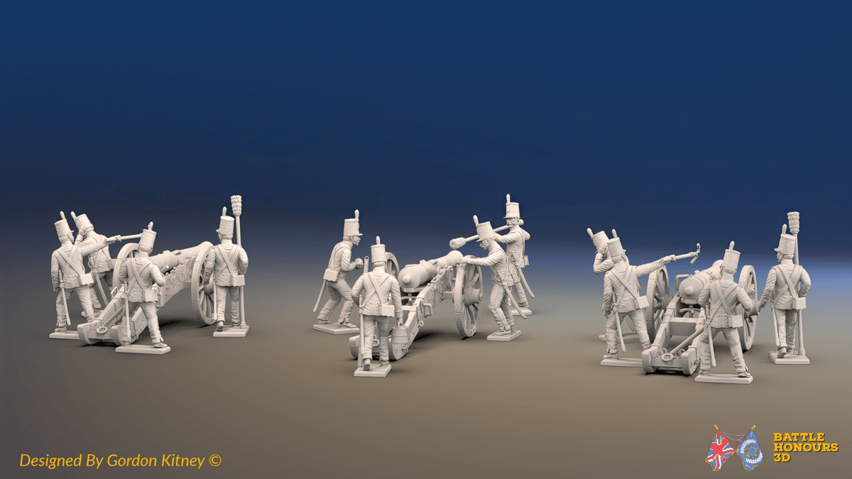 Napoleonic Portuguese Foot Artillery Battery - Shakos - 3 guns and 12 figures, rear view