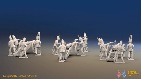 Napoleonic Portuguese Foot Artillery Battery - Shakos - 3 guns and 12 figures, rear view