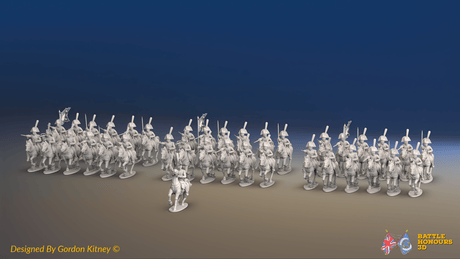 Napoleonic Spanish Heavy Dragoon Brigade - Galloping - 37 mounted figures, front view