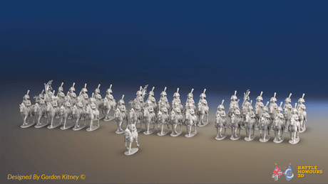 Napoleonic Spanish Light Dragoon Brigade - Trotting - 37 mounted figures, front view
