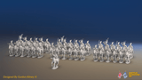 Napoleonic Spanish Light Cavalry Brigade - Tarleton Helmets, Galloping - 37 mounted figures, front view
