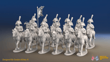 Napoleonic Spanish Heavy Dragoon Regiment - Trotting - 12 mounted figures, front view