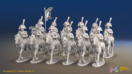 Napoleonic Spanish Heavy Dragoon Regiment - Trotting - 12 mounted figures, front view