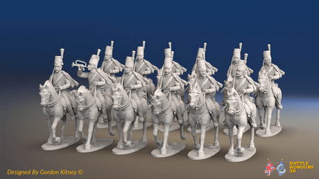 Napoleonic Spanish Hussar Regiment - Trotting - 12 mounted figures, front view