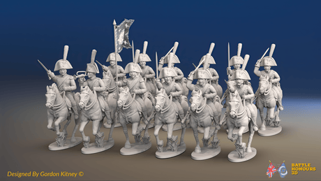 Napoleonic Spanish Light Dragoon Regiment - Galloping - 12 mounted figures, front view