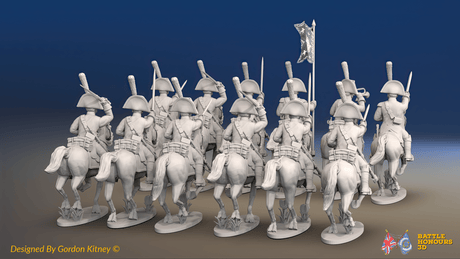 Napoleonic Spanish Light Dragoon Regiment - Galloping - 12 mounted figures, rear view