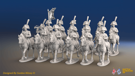 Napoleonic Spanish Light Dragoon Regiment - Trotting - 12 mounted figures, front view