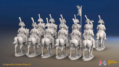 Napoleonic Spanish Light Dragoon Regiment - Trotting - 12 mounted figures, rear view