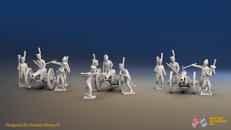 Napoleonic Spanish Horse Artillery Battery - 3 guns and 12 figures, front view
