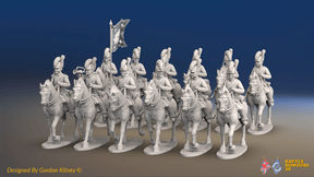 Napoleonic Spanish Light Cavalry Regiment - Tarleton Helmets, Trotting - 12 mounted figures, front view