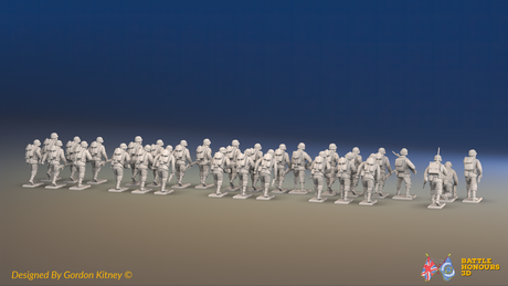 WW2 US Infantry Platoon - 30 figures, rear view