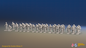 WW2 US Airborne Platoon - Helmet Field Dressings - 30 figures, front view