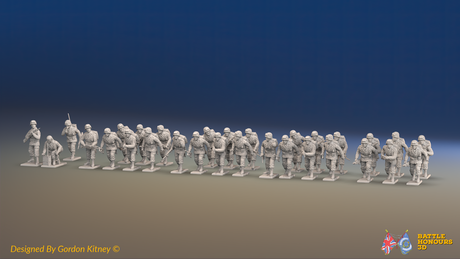WW2 US Airborne Platoon - Helmet Field Dressings - 30 figures, front view