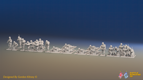 WW2 US Airborne Support Platoon - Helmets without Field Dressings - 30 figures, front view